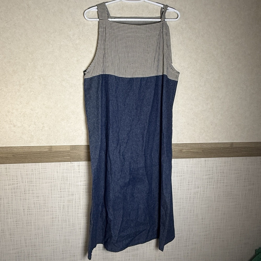 Vintage TEDDI Petite Maxi Dress Womens Sz XLBlue Denim Embroidered Jumper - Picture 7 of 9